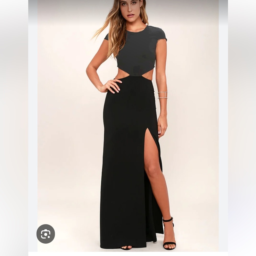 Lulus Conversation Piece Black Backless Maxi Dress Small Rare